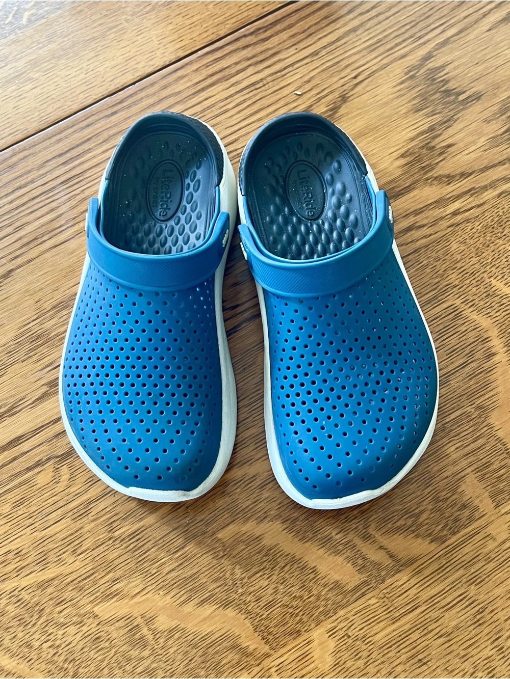 CROCS Women's Blue Perforated Clog with Heel Strap